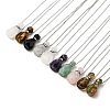 Openable Faceted Natural & Synthetic Mixed Stone Perfume Bottle Pendant Necklaces for Women NJEW-F296-02P-1
