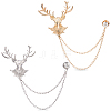 2Pcs 2 Colors Deer Hanging Chain Brooch Pin JEWB-FH0003-28-1