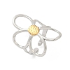 304 Stainless Steel Hollow Flower Open Cuff Rings RJEW-R018-02GP-4
