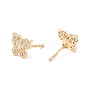 Clear Cubic Zirconia Butterfly Stud Earrings KK-E005-24G-2