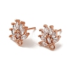 Brass Clear Cubic Zirconia Stud Earring Findings EJEW-E257-03RG-1