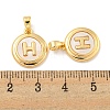 Natural Shell & Brass Flat Round with Letter H Charms with Snap on Bails KK-P275-07G-3