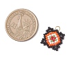 Handmade Glass Seed Beaded  Window Lattice Pattern Shape Pendants PALLOY-MZ00929-01-2