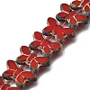 Picasso Baking Paint & Golden Metal Enlaced Glass Beads Strands GL-CBA98F0-02D-1