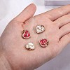 4Pcs 2 Colors Mother's Day Theme Real 18K Gold Plated Brass Micro Pave Clear Cubic Zirconia Enamel Charms ZIRC-SZ0001-38-3