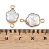 Natural Keshi Pearl Flower Connector Charms KK-D423-06G-3