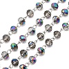 Faceted Rondelle Handmade Electroplate Glass Beads Chains AJEW-JB00130-01-1