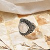 Natural Quartz Crystal Adjustable Rings RJEW-I108-03AS-08-2