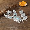 Teardrop Alloy & Synthetic Turquoise Pendant Necklaces & Dangle Earrings & Bracelets Sets FS-WG28263-02-1