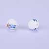 Printed Round with Rabbit Pattern Silicone Focal Beads LS-SI-JX0056A-151-1