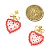 Heart Handmade Glass Seed Beads Dangle Stud Earrings EJEW-MZ00369-01-3