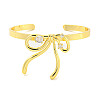Bowknot Rack Plating Brass Pave Clear Cubic Zirconia Open Cuff Bangles for Women BJEW-P322-08G-2