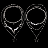 2 Sets 2 Styles Zinc Alloy Star Pendant Layered Necklaces for Women NJEW-SC0001-52-1
