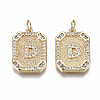 Brass Micro Pave Clear Cubic Zirconia Pendants KK-S356-234C-G-NF-1