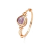 Copper Wire Wrapped Natural Gemstone Braided Bead Finger Rings for Women RJEW-JR00940-4