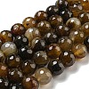 Faceted Natural Banded Agate Beads Strands G-F447-12mm-O02-1