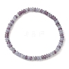 Natural Lepidolite/Purple Mica Stone Flat Round Beaded Stretch Bracelets for Women BJEW-JB09717-03-1