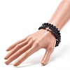 Natural Obsidian & Lava Rock Round Beads Stretch Bracelets Set BJEW-JB06982-04-9