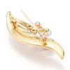 Natural Pearl & Glass Leaf Brooches for Women JEWB-N001-13G-3