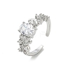 Brass Micro Pave Cubic Zirconia Cuff Open Rings RJEW-C163-25B-P-4