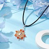 Flower Glass Seed Beads Pendant Necklaces NJEW-MZ00047-01-2