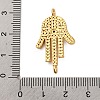 Rack Plating Brass Micro Pave Clear Cubic Zirconia Religion Hamsa Hand Connector Charms KK-Z070-11G-3