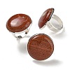 Natural Red Jasper Round Adjustable Rings RJEW-K371-09S-24-1