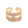 Brass Micro Pave Cubic Zirconia Open Cuff Rings RJEW-R146-17A-G-3