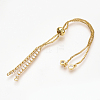Adjustable Brass Micro Pave Cubic Zirconia Chain Bracelet Making X-ZIRC-T004-39G-3
