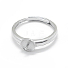 Anti-Tarnish Adjustable Rhodium Plated 925 Sterling Silver Finger Design Ring Mounts Fittings with Pearl Seat STER-L055-019P-1