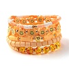Round Imitation Amber & Polymer Clay Beads Stretch Bracelets Sets BJEW-JB07440-1