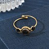 Black Shell Adjustable Finger Rings for Women RJEW-A101-01G-03-2
