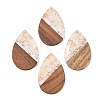 Transparent Resin & Walnut Wood Big Pendants RESI-T058-05N-1