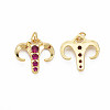 Brass Micro Pave Cubic Zirconia Pendants KK-T004-107G-04-2