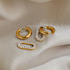 304 Stainless Steel Rhinestone Hoop Dangle Earrings for Women UW7347-3