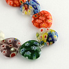 Heart Handmade Millefiori Glass Beads Strands X-LK-R004-67-1