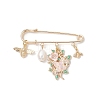 Flower & Bee Iron & Alloy Enamel Charm Brooches JEWB-BR00186-2