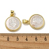 Rack Plating Brass Pave Natural White Shell Pendants KK-U025-11G-01-3