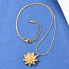 304 Stainless Steel Flower Pendant Round Snake Chain Necklaces for Women NJEW-G188-02G-3