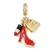 Rack Plating Brass Clear Cubic Zirconia Makeup European Dangle Charms X-KK-P287-34A-G-1