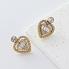 304 Stainless Steel Rhinestone Stud Earrings for Women PM4450-2-1