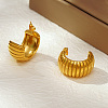 Stylish Stainless Steel Striped C-Shaped Stud Earrings for Women's Daily Wear CD0709-4