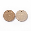 Wood Jewelry Findings Flat Round Coconut Pendants COCO-E001-10B-01-2