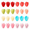 40Pcs 8 Colors Opaque Resin Flower Rose Beads RESI-TA0002-98-1