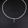 Rectangle 304 Stainless Steel Cubic Zirconia Snake Chain Pendant Necklaces FS-WGB1AC9-01-4