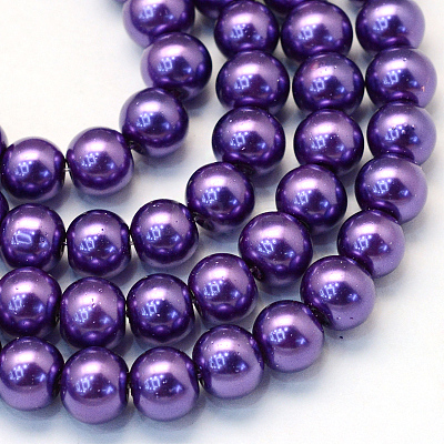 Baking Paint Pearlized Glass Pearl Round Bead Strands HY-Q003-6mm-76-1