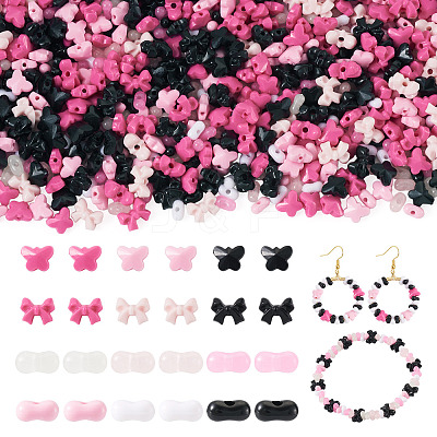 89G 4 Styles Opaque & Transparent Acrylic Beads Sets MACR-TA0003-02-1