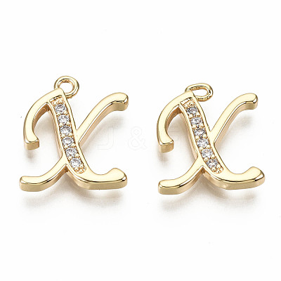 Brass Micro Pave Clear Cubic Zirconia Pendants KK-S360-053X-NF-1
