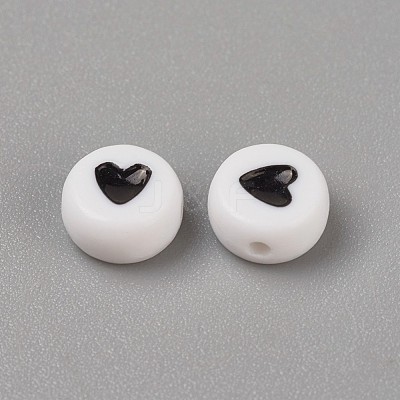 Acrylic Enamel Beads OACR-WH0003-04A-1