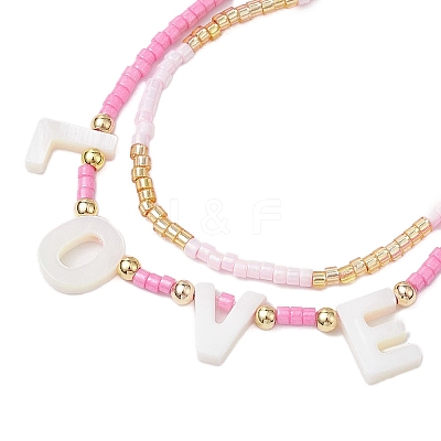 Adjustable Glass Seed Beaded Multi-strand Bracelets BJEW-MZ00137-1